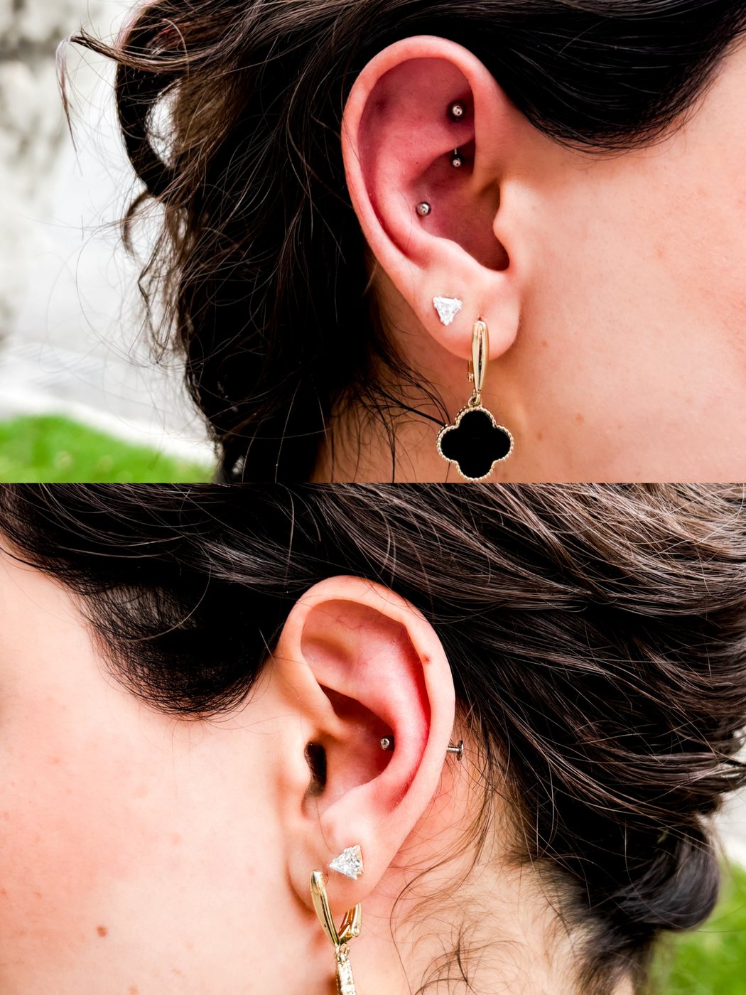 rook and conch on both ears, two frames